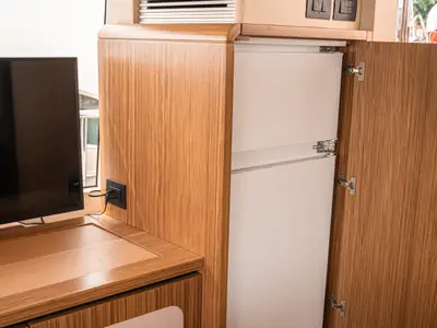 Galley of CiuCiu, a Azimut Magellano 53 motorboat at Naples, Italy