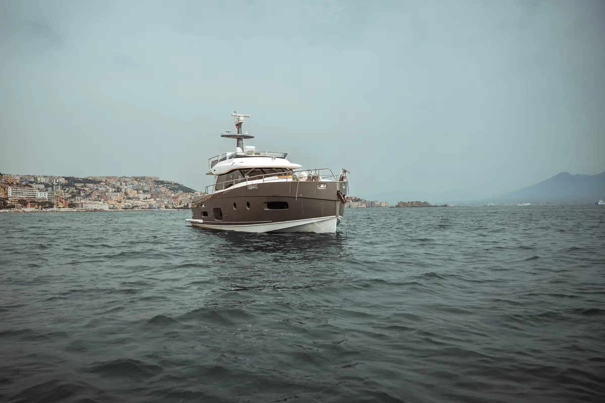 Exterior view of CiuCiu, a Azimut Magellano 53 motorboat at Naples, Italy