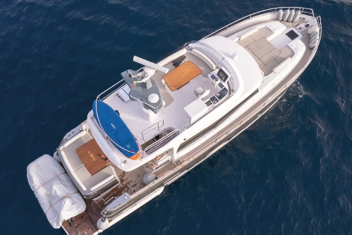 Exterior view of CiuCiu, a Azimut Magellano 53 motorboat at Naples, Italy