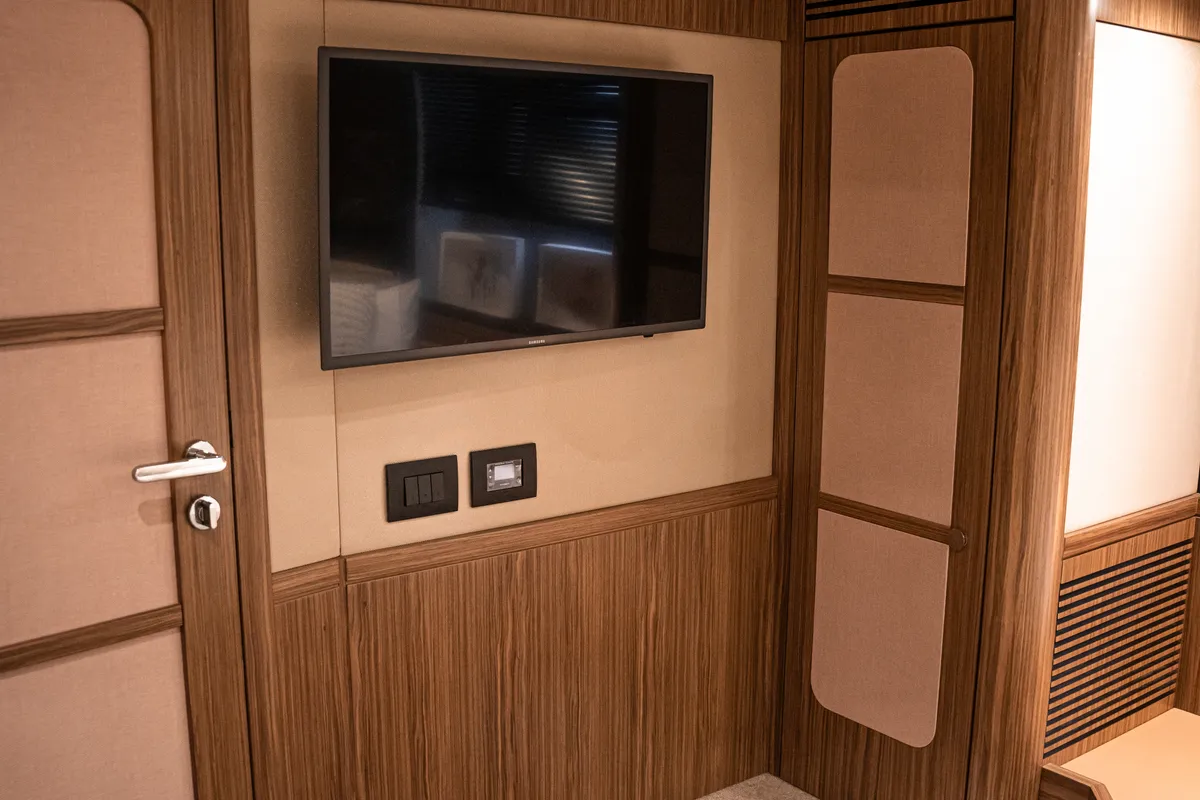Cabin on CiuCiu, a Azimut Magellano 53 motorboat at Naples, Italy