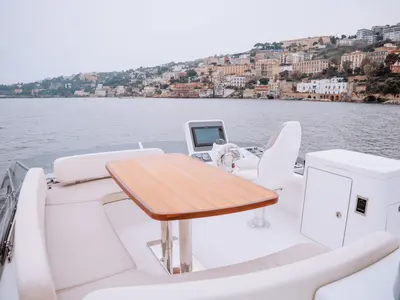 Deck of CiuCiu, a Azimut Magellano 53 motorboat at Naples, Italy