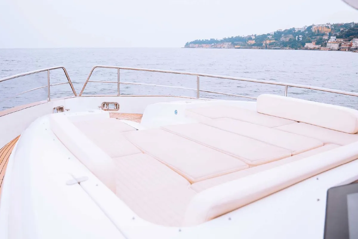 Deck of CiuCiu, a Azimut Magellano 53 motorboat at Naples, Italy