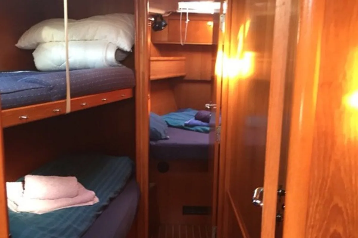 Cabin on Felicita, a Jeanneau Sun Odyssey 54 DS sailboat at Kontokali, Greece