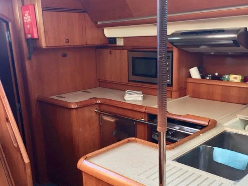 Galley of Felicita, a Jeanneau Sun Odyssey 54 DS sailboat at Kontokali, Greece
