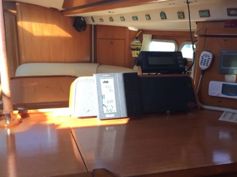 Salon of Felicita, a Jeanneau Sun Odyssey 54 DS sailboat at Kontokali, Greece