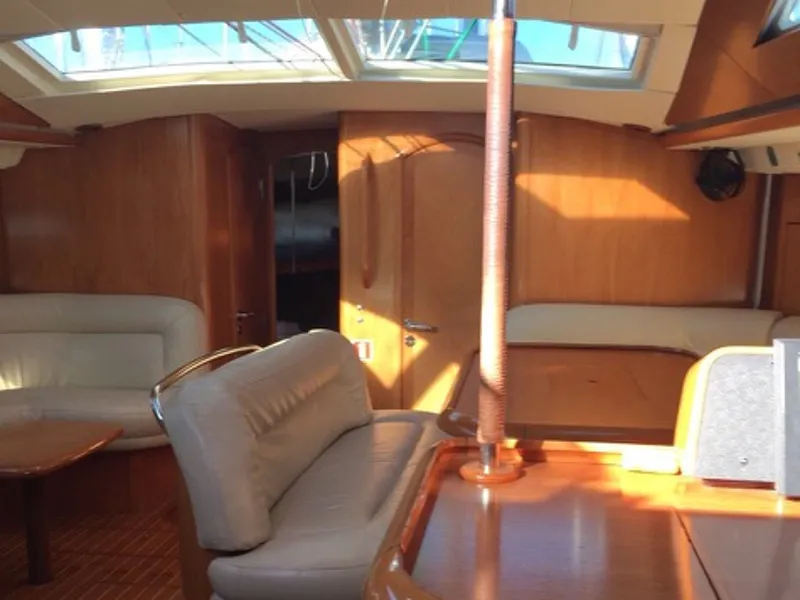 Salon of Felicita, a Jeanneau Sun Odyssey 54 DS sailboat at Kontokali, Greece
