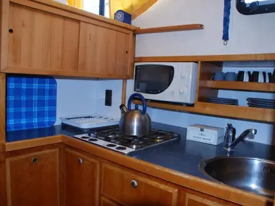 Galley of Consonant 1100, a motorboat at Savoyeux, France