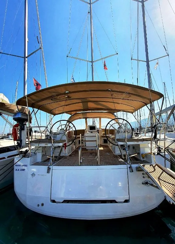 Cockpit of Magic Angel, a Jeanneau 54 sailboat at Municipal Unit of Rhodes, Greece
