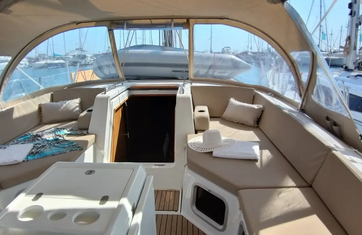 Deck of Magic Angel, a Jeanneau 54 sailboat at Municipal Unit of Rhodes, Greece
