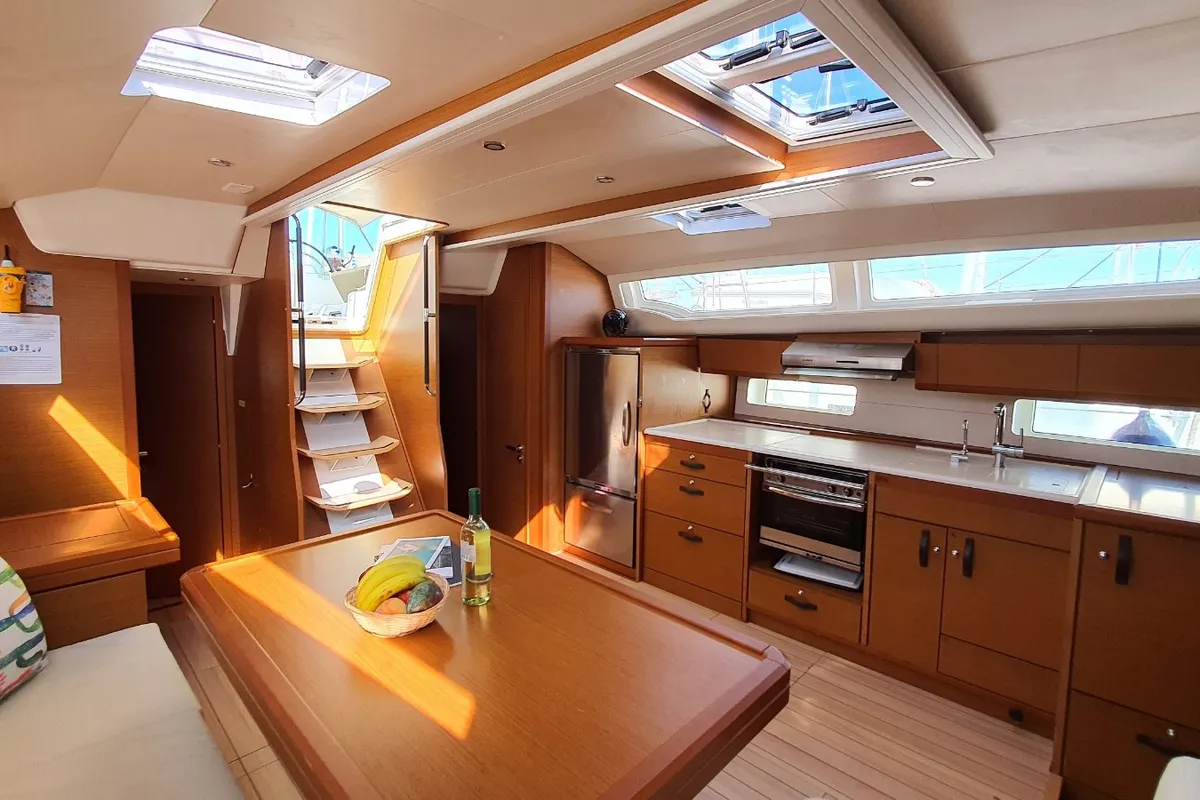 Exterior view of Magic Angel, a Jeanneau 54 sailboat at Municipal Unit of Rhodes, Greece