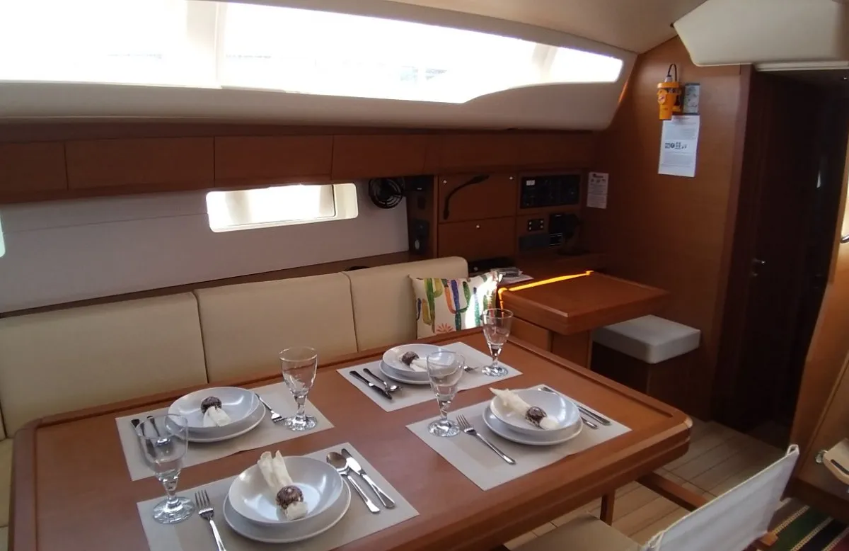 Salon of Magic Angel, a Jeanneau 54 sailboat at Municipal Unit of Rhodes, Greece