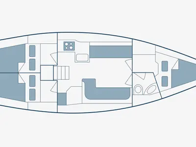 Floor plan of Alexandros I, a Bavaria 37 sailboat at Municipal Unit of Lefkada, Greece