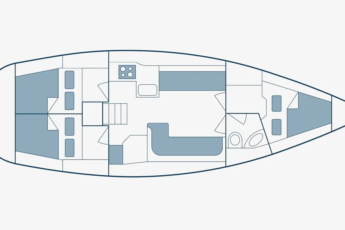 Floor plan of Alexandros I, a Bavaria 37 sailboat at Municipal Unit of Lefkada, Greece