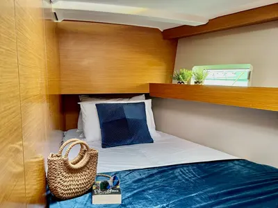 Cabin on Yada, a Jeanneau Sun Odyssey 490 sailboat at Marpissa, Greece