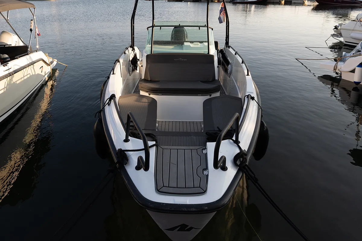 Exterior view of NN2, a Northmaster 645 Open motorboat at Grad Šibenik, Croatia