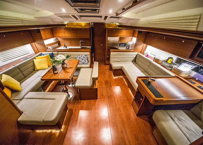 Salon of Petrovich, a Dufour 560 GL sailboat at Primošten, Croatia