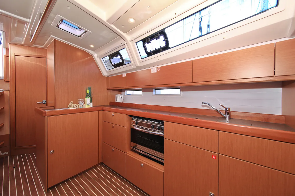 Galley of Taurus, a Bavaria Cruiser 46 sailboat at Grad Biograd na Moru, Croatia