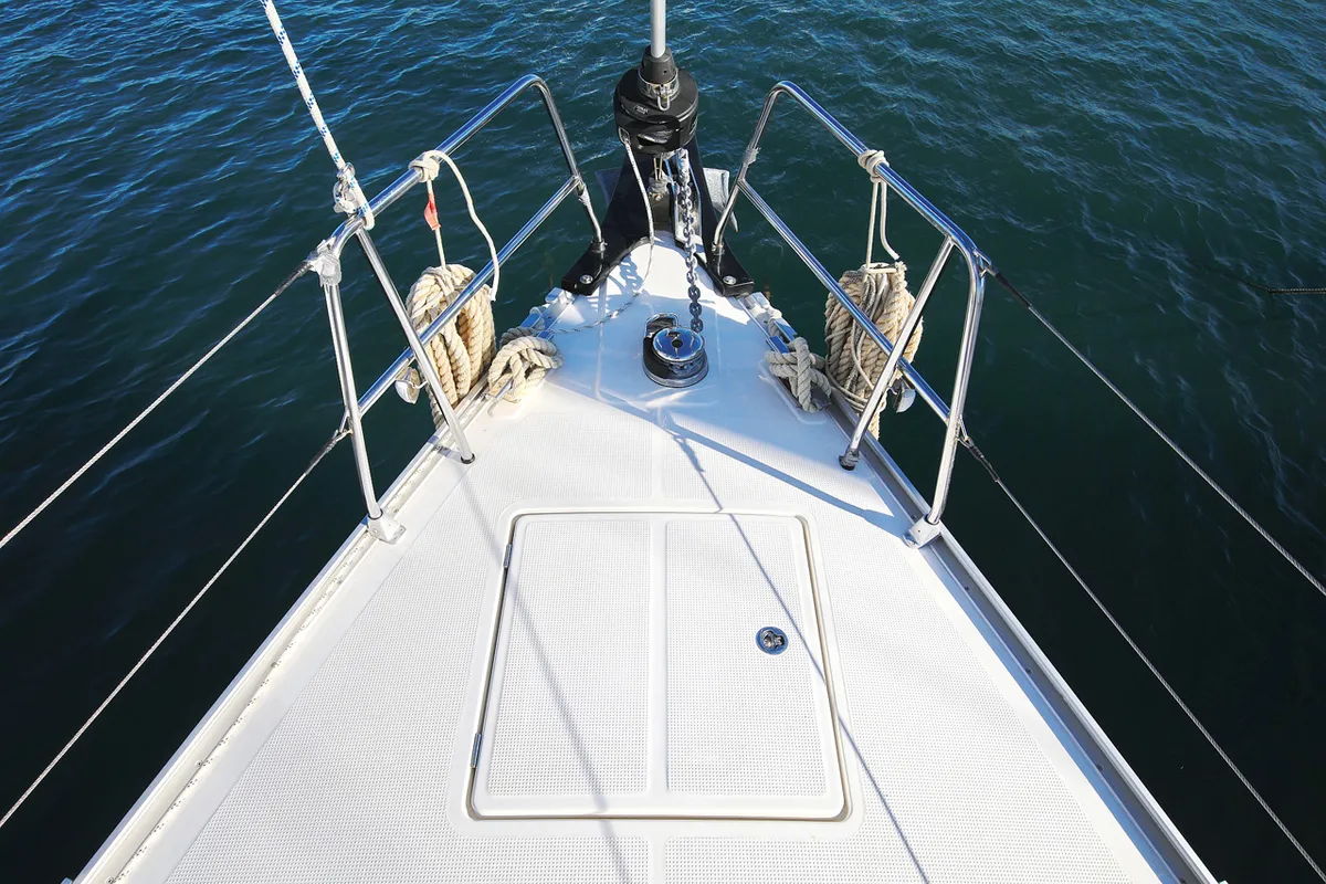 Deck of Taurus, a Bavaria Cruiser 46 sailboat at Grad Biograd na Moru, Croatia