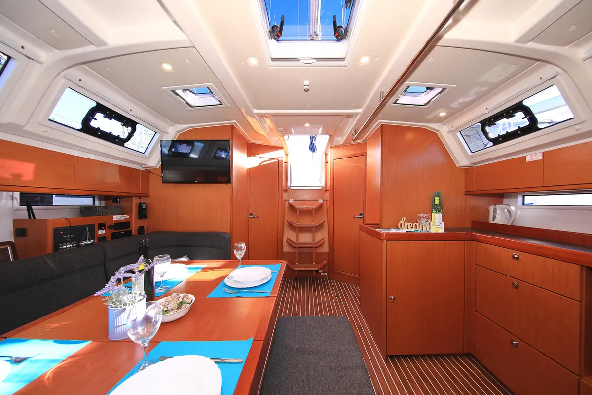 Salon of Taurus, a Bavaria Cruiser 46 sailboat at Grad Biograd na Moru, Croatia