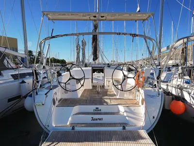 Cockpit of Taurus, a Bavaria Cruiser 46 sailboat at Grad Biograd na Moru, Croatia