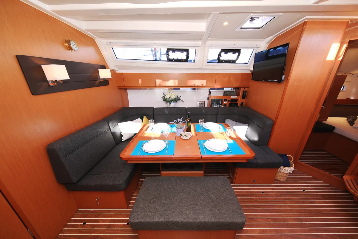 Salon of Taurus, a Bavaria Cruiser 46 sailboat at Grad Biograd na Moru, Croatia
