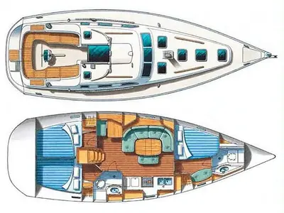 Floor plan of Armenistis, a Beneteau Oceanis 393 sailboat at Athens, Greece