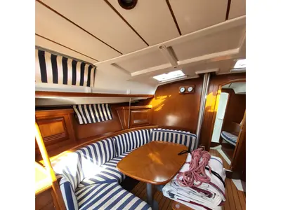 Salon of Armenistis, a Beneteau Oceanis 393 sailboat at Athens, Greece