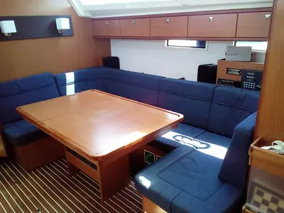 Salon of Delos, a Bavaria Cruiser 46 sailboat at Kontokali, Greece