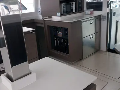 Galley of Lilamac, a Leopard 42 catamaran at Cannigione, Italy