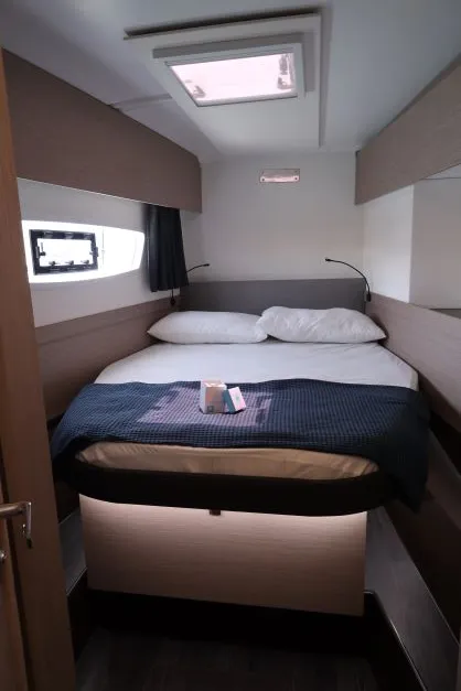 Cabin on Lalena, a Fountaine Pajot Astréa 42 catamaran at Castellammare di Stabia, Italy