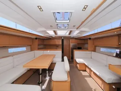 Salon of Jeronimo, a Dufour 560 Grand Large sailboat at Athens, Greece