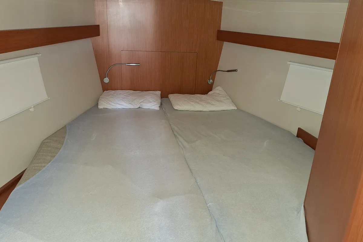 Cabin on Balarina, a Bavaria C42 sailboat at Lefkada, Greece