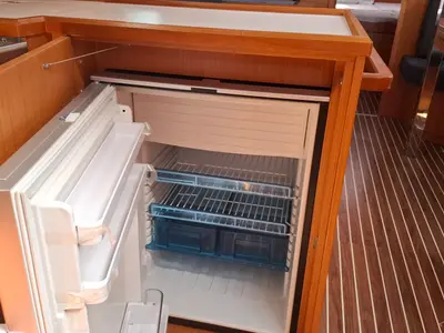 Galley of Balarina, a Bavaria C42 sailboat at Lefkada, Greece