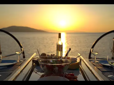 Deck of Salt Shaker, a Beneteau Oceanis 41.1 sailboat at Kos, Greece