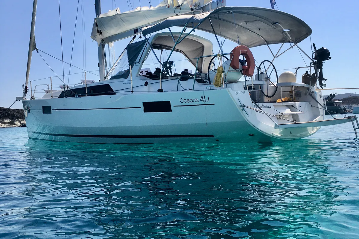 Exterior view of Salt Shaker, a Beneteau Oceanis 41.1 sailboat at Kos, Greece