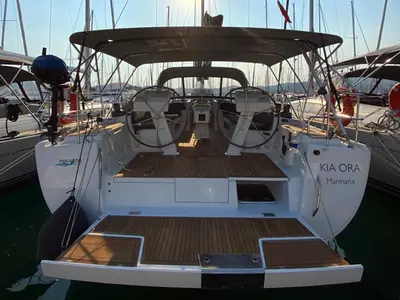 Exterior view of Kia Ora, a Hanse 505 sailboat at Marmaris, Turkey