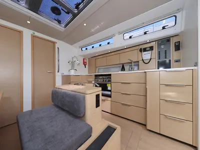 Galley of Aroha, a Hanse 460 sailboat at Dubrovnik, Croatia