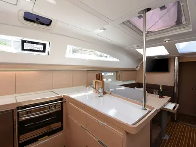 Cabin on Popaj, a Elan Impression 45 sailboat at Zadar, Croatia