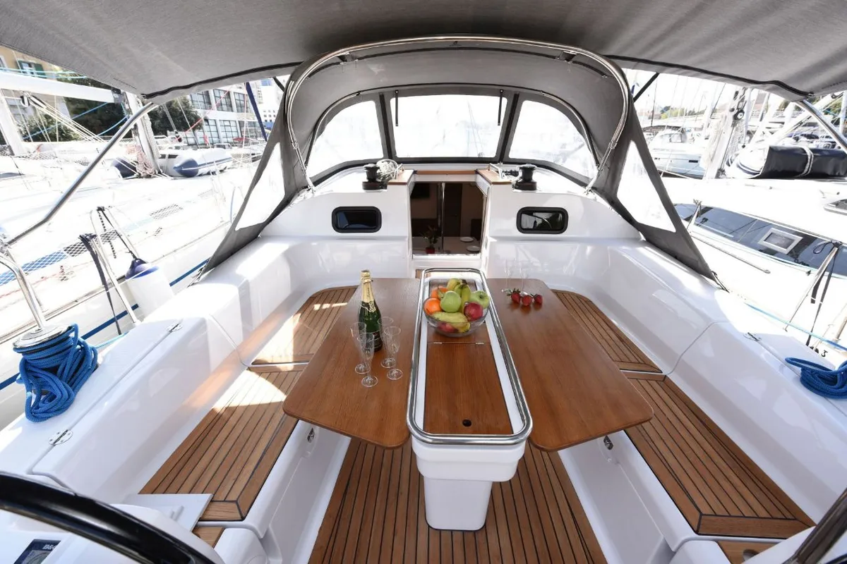 Galley of Popaj, a Elan Impression 45 sailboat at Zadar, Croatia