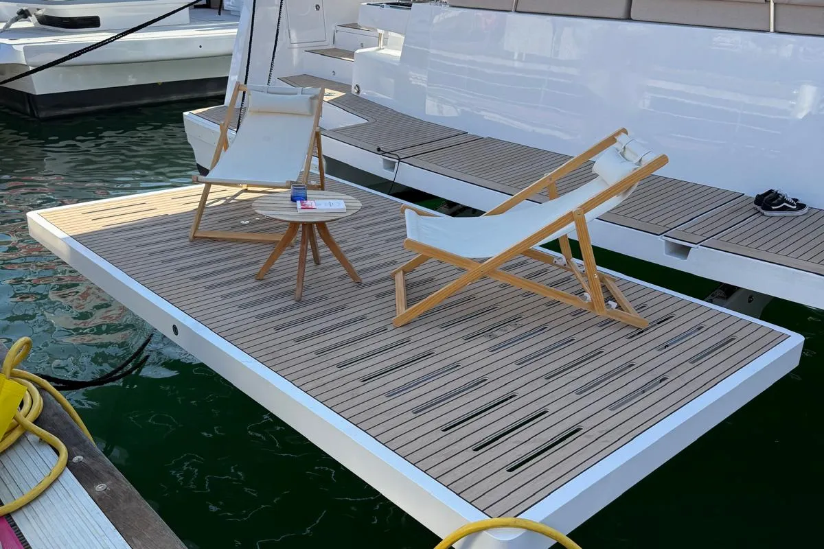 Exterior view of Alhena, a Bali 5.8 catamaran at Olbia, Italy