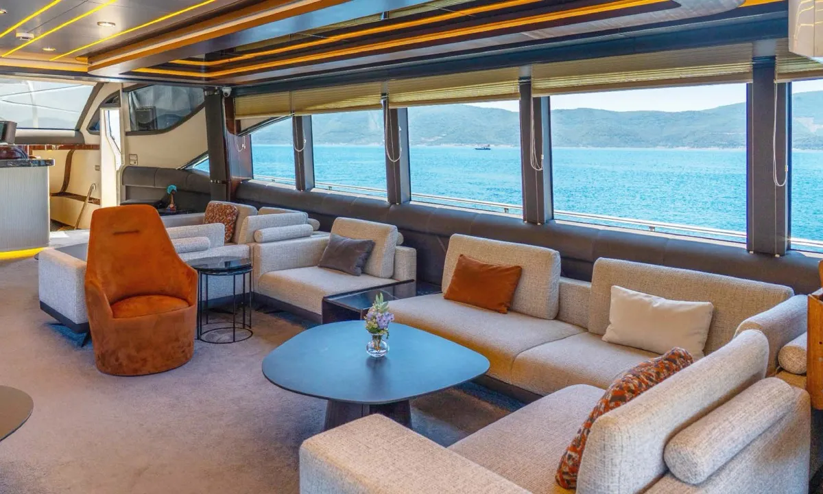 Salon of Den Den, a Gulet Luxury Motor Yacht motor yacht at Bodrum, Turkey