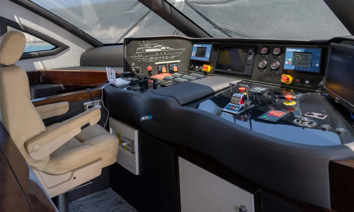 Cockpit of Den Den, a Gulet Luxury Motor Yacht motor yacht at Bodrum, Turkey