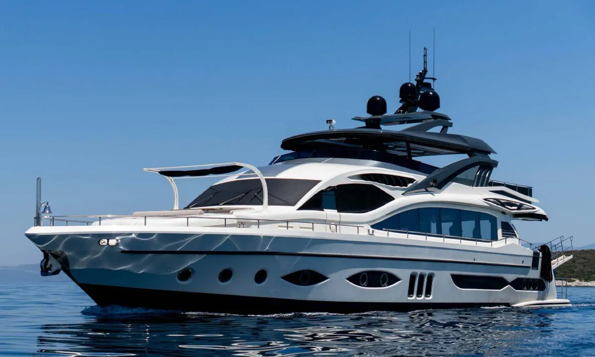 Exterior view of Den Den, a Gulet Luxury Motor Yacht motor yacht at Bodrum, Turkey