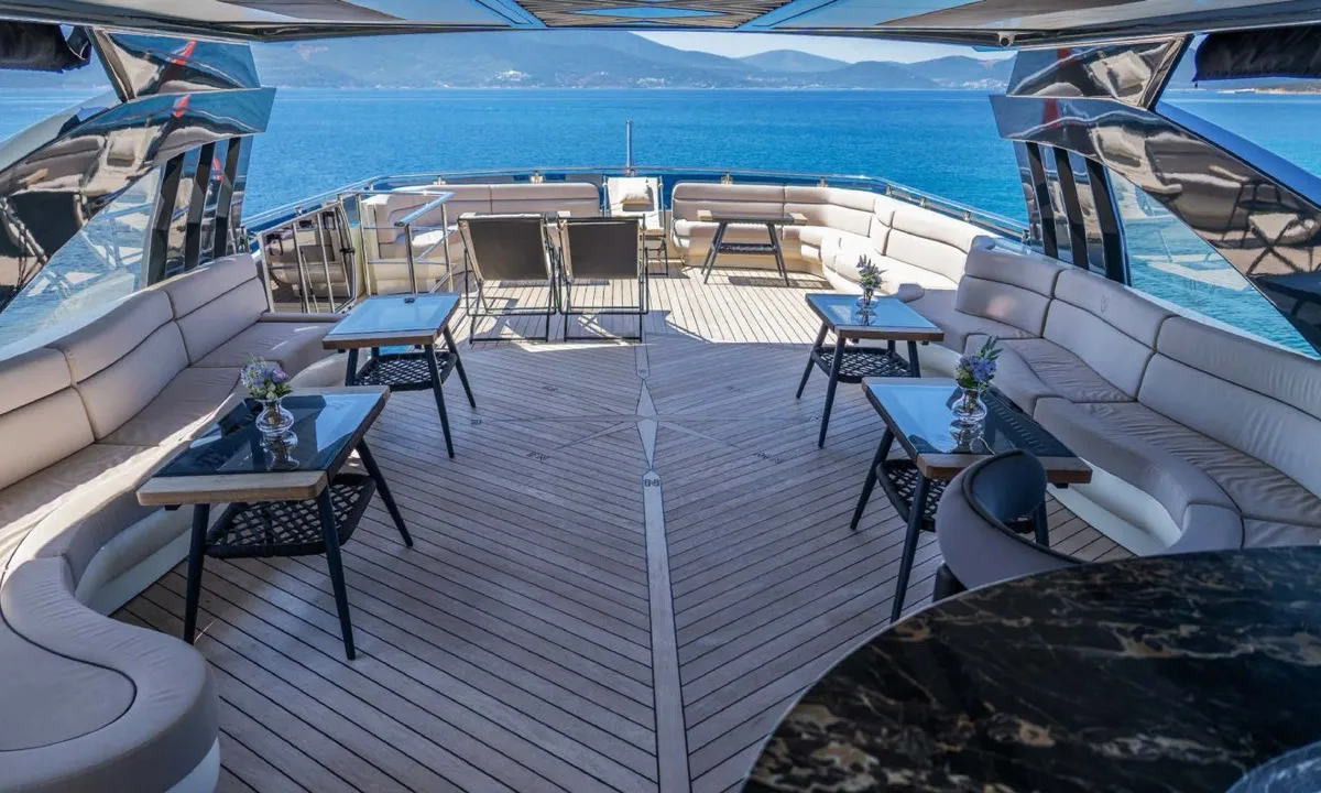 Deck of Den Den, a Gulet Luxury Motor Yacht motor yacht at Bodrum, Turkey