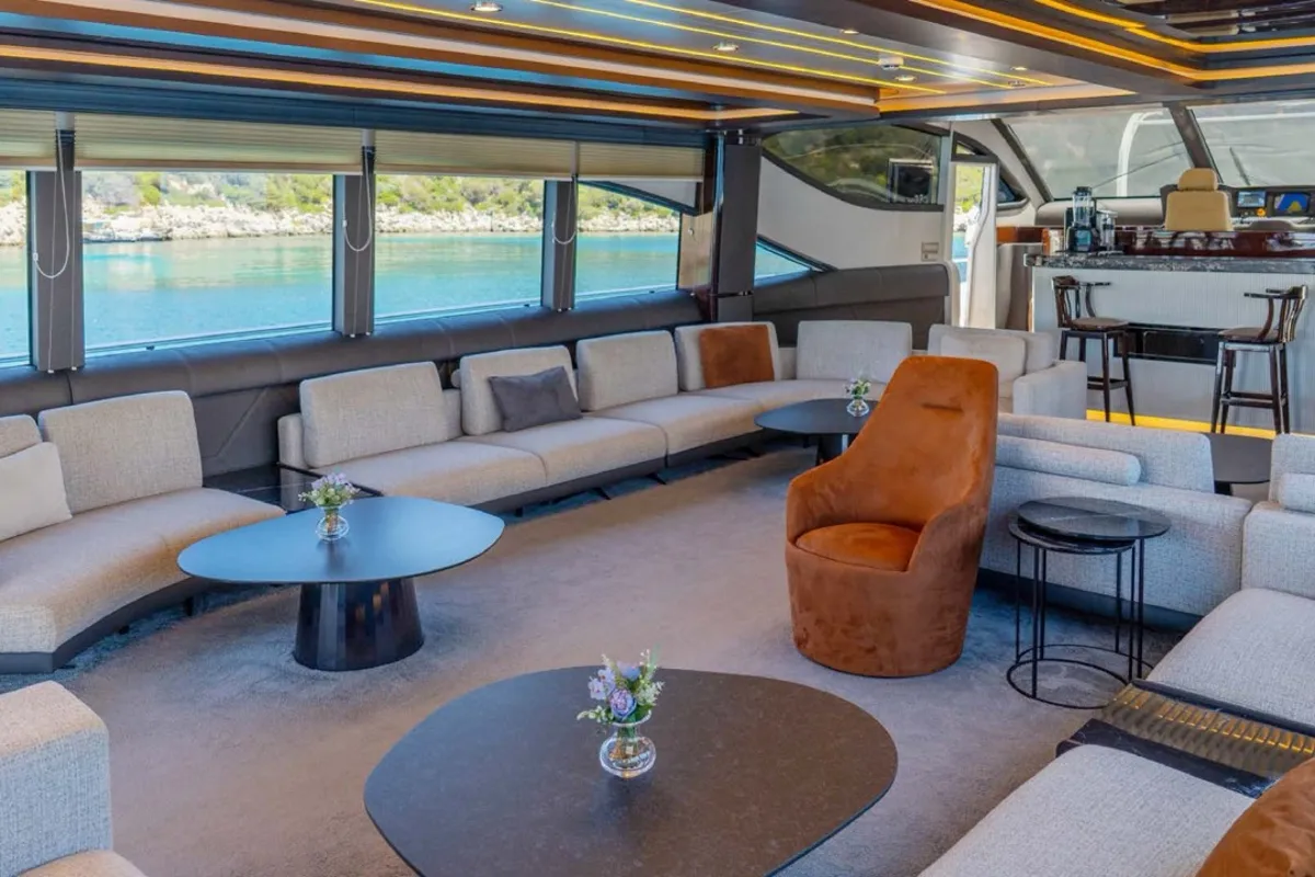 Salon of Den Den, a Gulet Luxury Motor Yacht motor yacht at Bodrum, Turkey