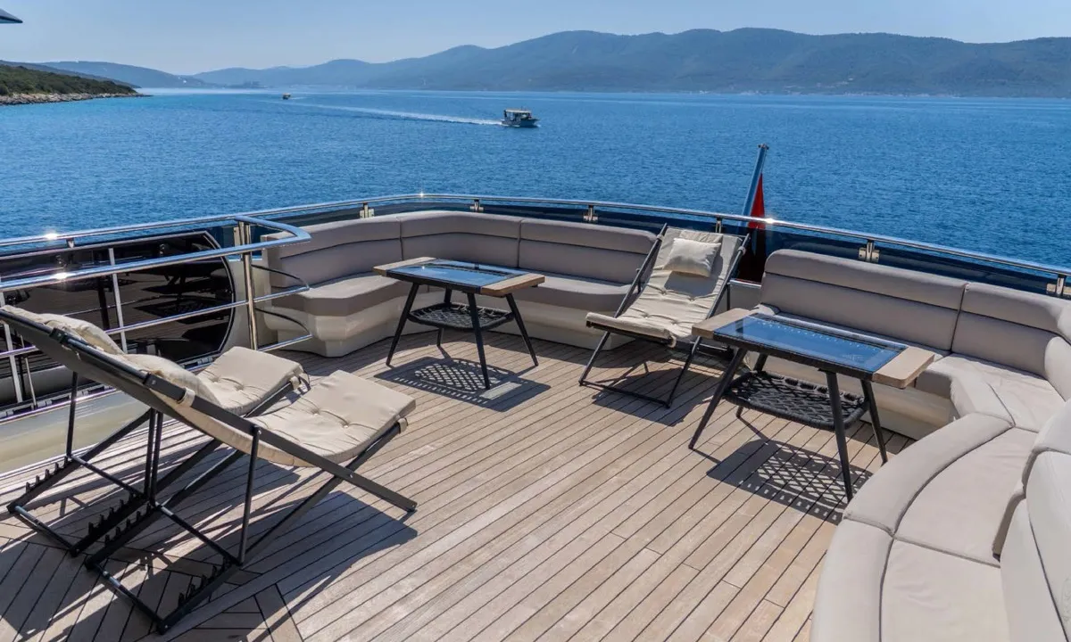 Deck of Den Den, a Gulet Luxury Motor Yacht motor yacht at Bodrum, Turkey