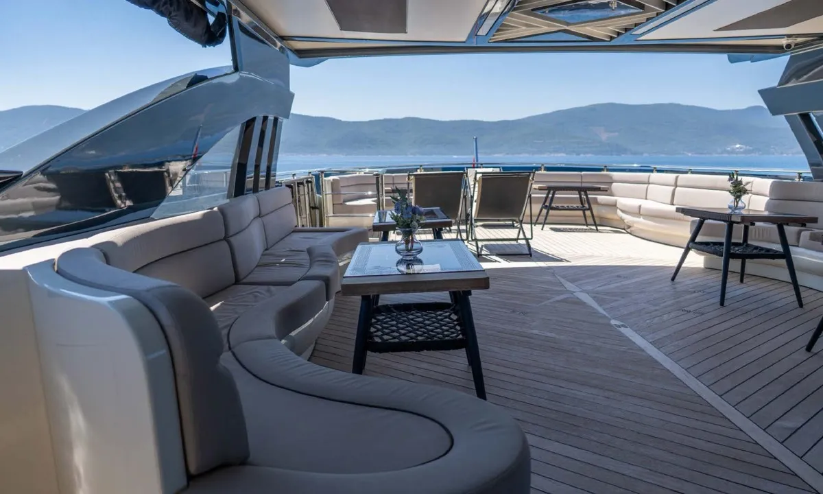 Deck of Den Den, a Gulet Luxury Motor Yacht motor yacht at Bodrum, Turkey