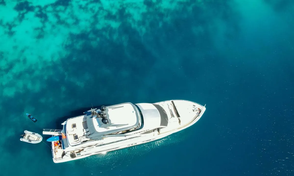 Exterior view of Den Den, a Gulet Luxury Motor Yacht motor yacht at Bodrum, Turkey
