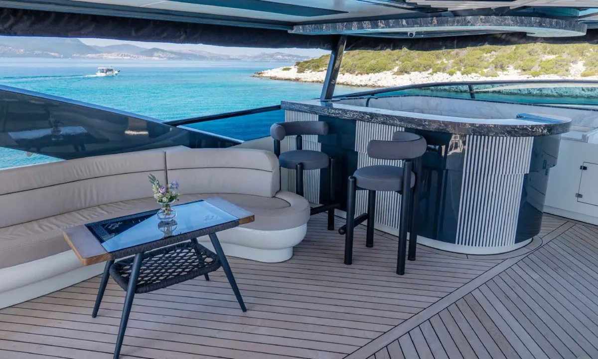 Deck of Den Den, a Gulet Luxury Motor Yacht motor yacht at Bodrum, Turkey