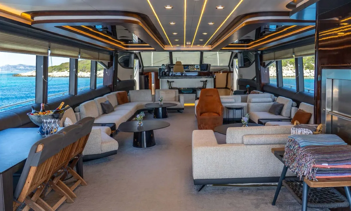 Salon of Den Den, a Gulet Luxury Motor Yacht motor yacht at Bodrum, Turkey